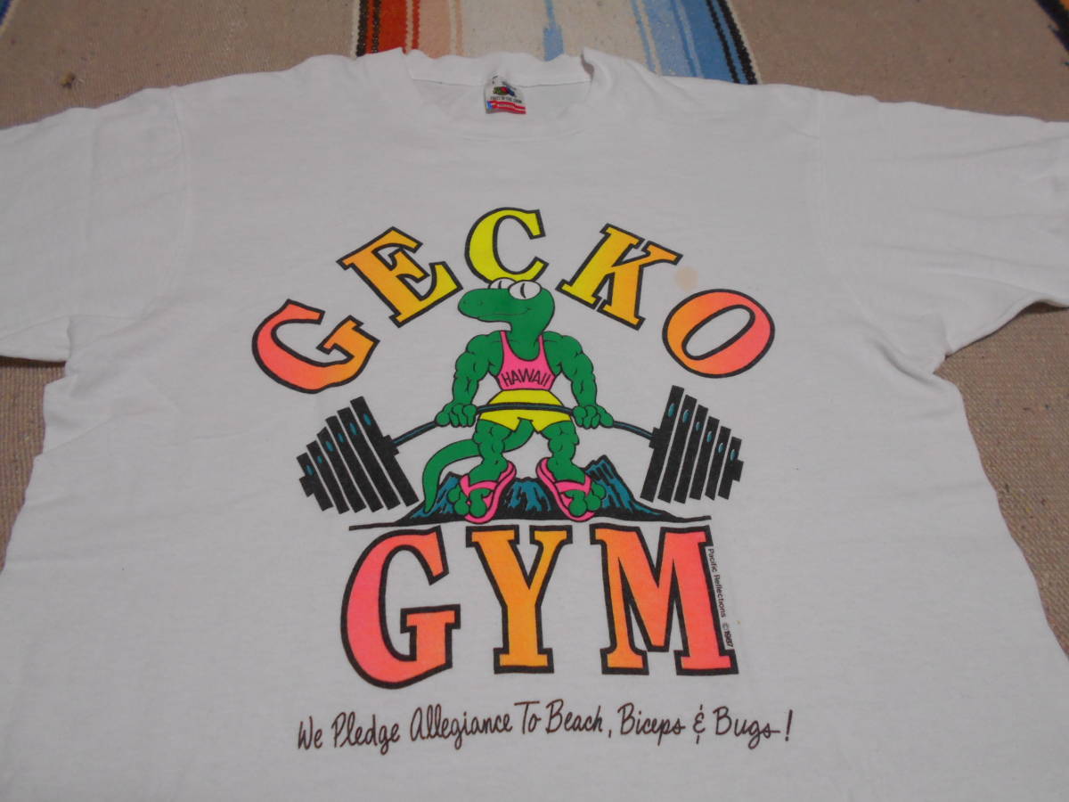 1987年製 GECKO GYM HAWAII MAUI ヤモリ FRUIT OF THE LOOM ビンテージTシャツ MADE IN USA VINTAGE SURFINGオールドサーフ サーフィン拍卖