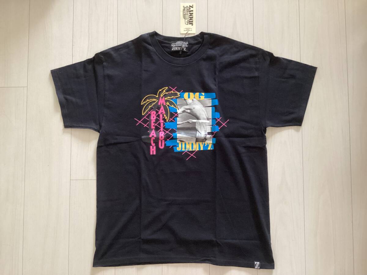 【新品未使用】 JIMMY’Z ジミーズ MALIBU BEACH 半袖Tシャツ 定番 L ブラック 黒 サーフ ストリート ビーチ スケート フォト スケーター拍卖