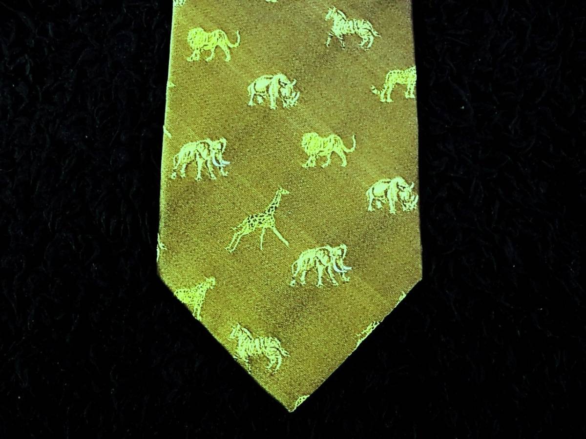☆♪★LA2221新品【ゾウ・キリン・動物・サファリ】シルク100%♪ネクタイ★拍卖