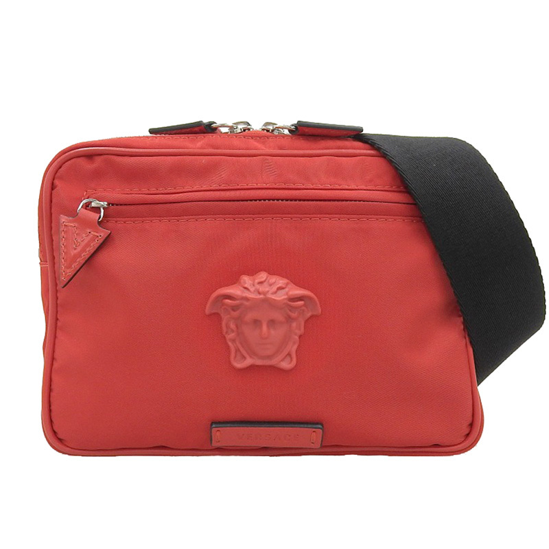 ヴェルサーチ VERSACE ボディバッグ ウエストポーチ ベルトバッグ ナイロン レッド 美品 新入荷 OB2026拍卖