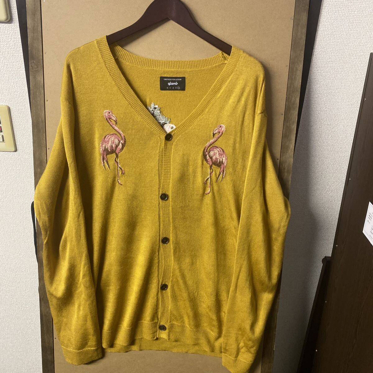 【美品】glamb フラミンゴ刺繍カーディガン 4サイズ拍卖