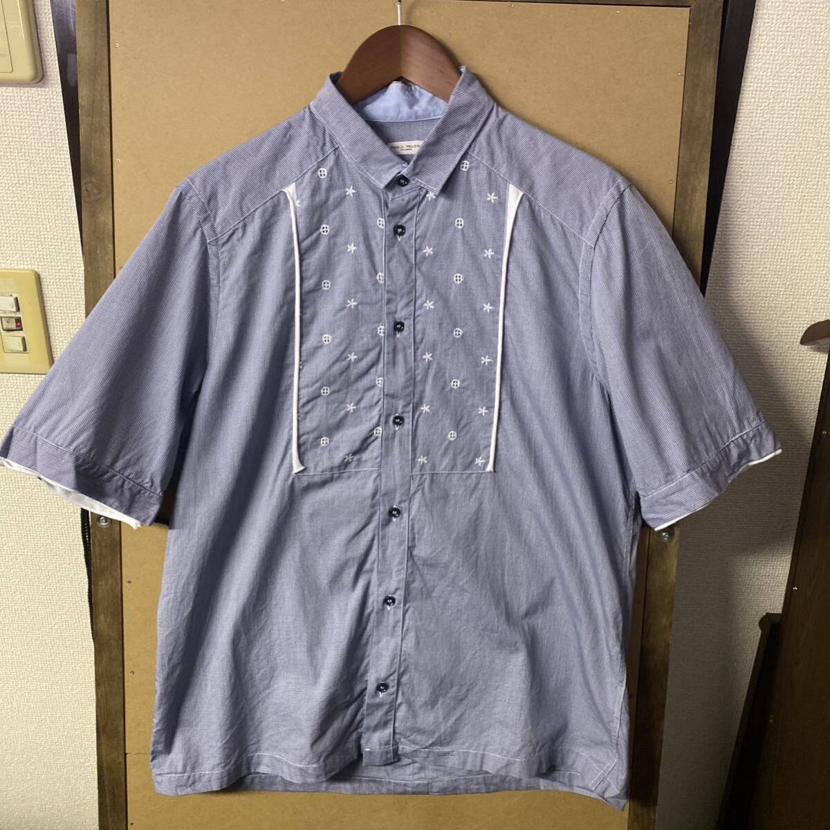 【極美品】インポート古着 PAOLO PECORA デザイン 半袖シャツ 40サイズ拍卖