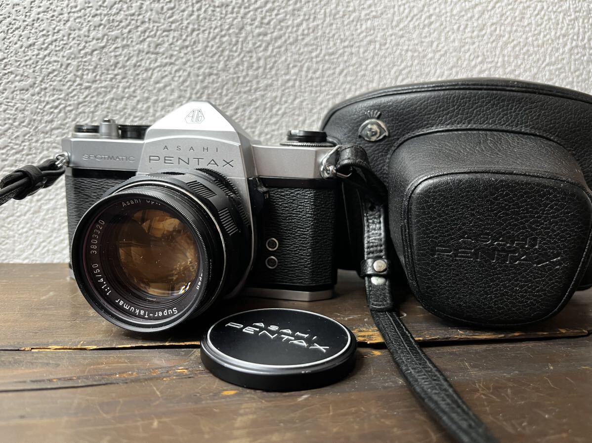 シャッターOK ペンタックス ASAHI PENTAX SPOTMATIC SP / レンズ Super Takumar 50mm F1.4 / フィルムカメラ カバー付拍卖