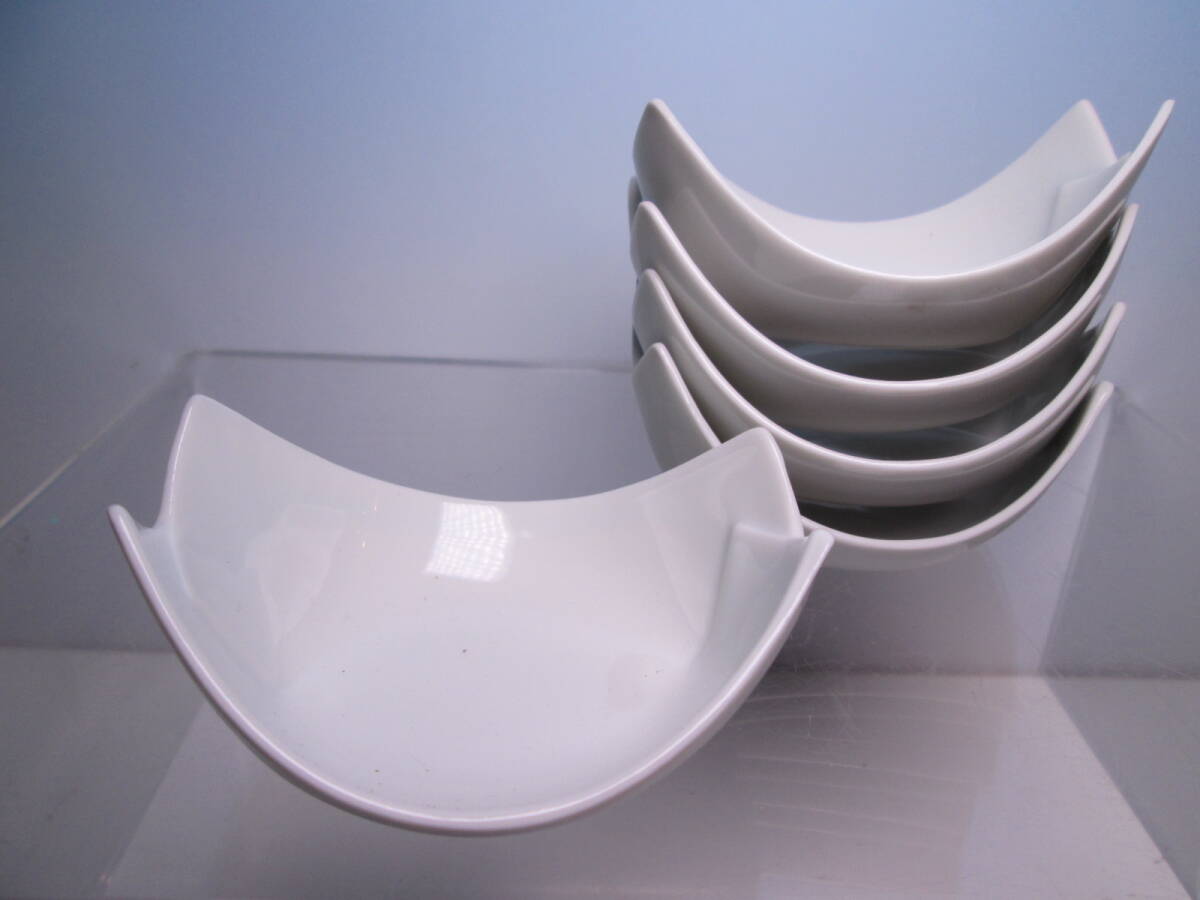 ☆お料理屋さんの器 京焼 白磁 折り目小向付 五客 豆小鉢/懐石/割烹/日本料理 拍卖