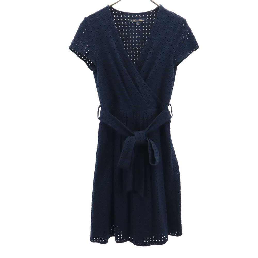 ブルックスブラザーズ 半袖 ワンピース S ネイビー Brooks Brothers フレンチスリーブ レディース拍卖