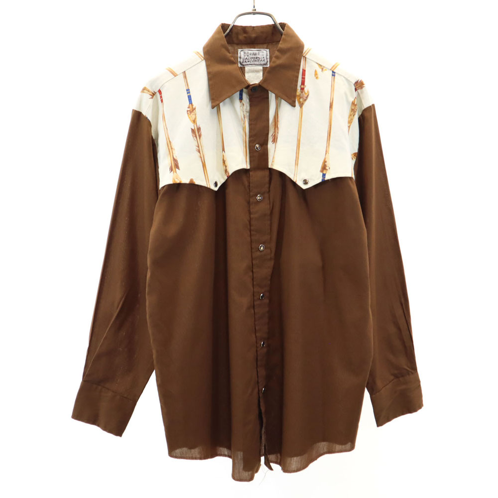 エイチバーシー 70s USA製 ヴィンテージ 長袖 ウエスタンシャツ M ブラウン系 H BAR C メンズ拍卖