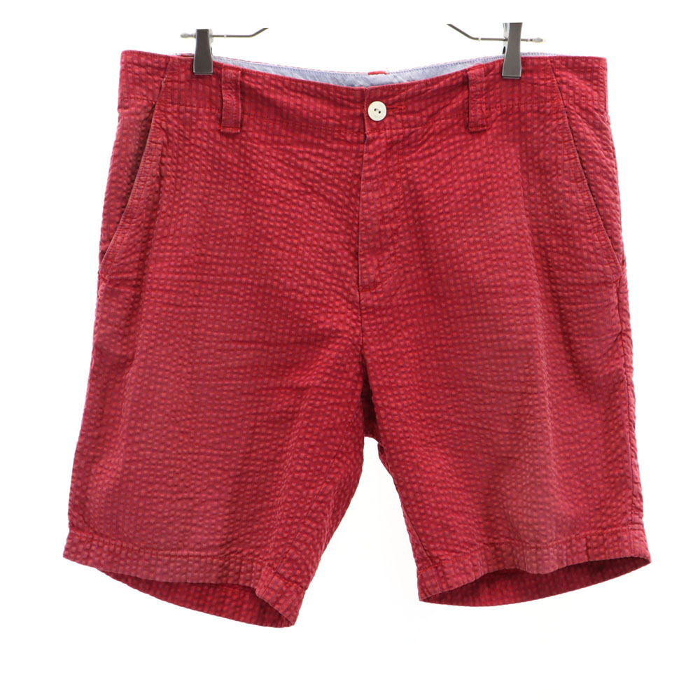 トミーヒルフィガー ストライプ柄 シアサッカー ショートパンツ W34 レッド系 TOMMY HILFIGER メンズ拍卖