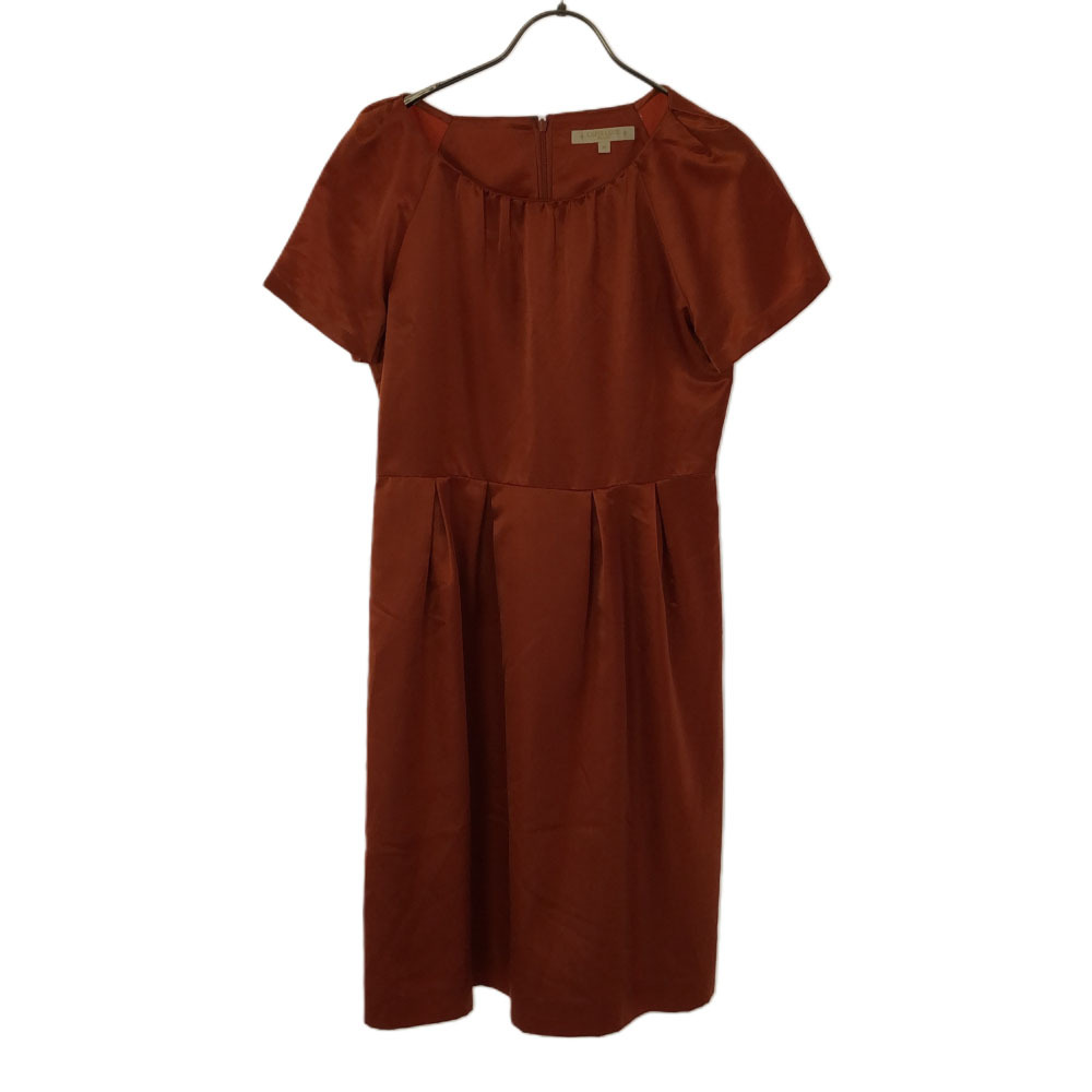 ラピスルーチェ ビームス 日本製 半袖 ワンピース 36 オレンジ系 LAPIS LUCE BEAMS バックジップ レディース拍卖