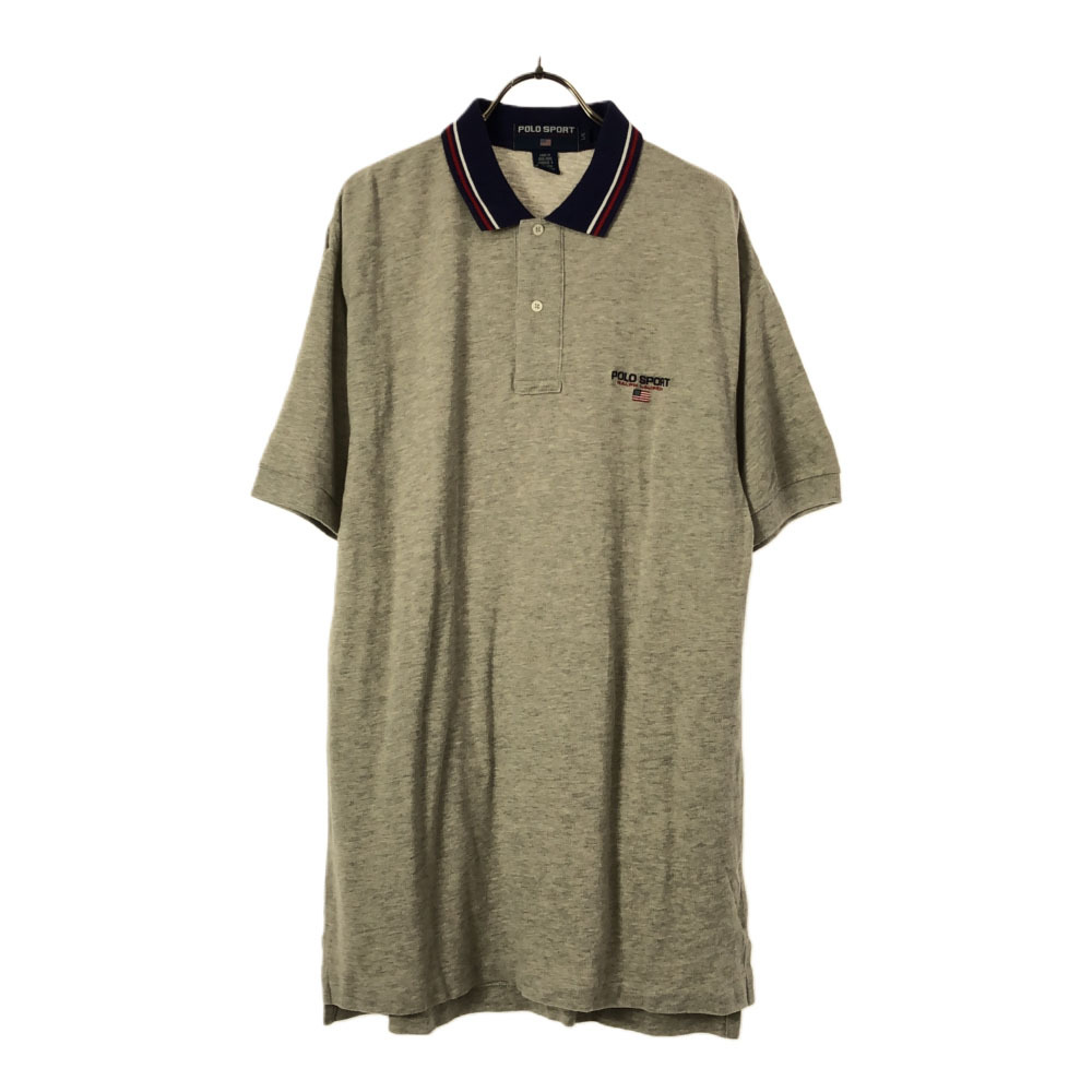 ポロスポーツ ラルフローレン 半袖 ポロシャツ L グレー POLO SPORT RALPH LAUREN 鹿の子地 メンズ拍卖