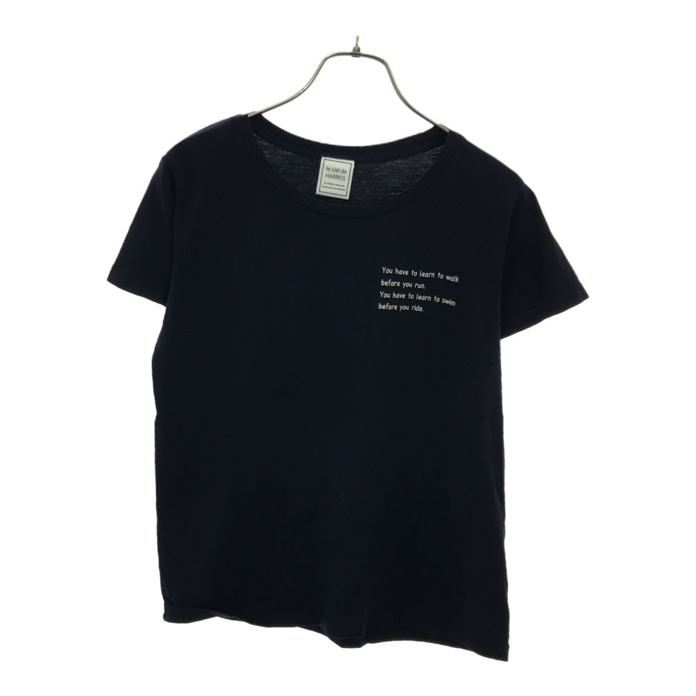 ルシェルドハリス プリント 半袖 Tシャツ 36 ネイビー le ciel de HARRISS レディース拍卖