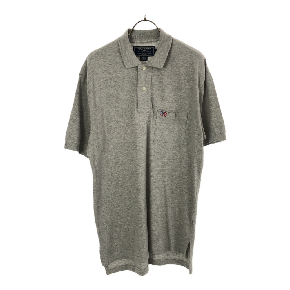 ポロスポーツラルフローレン ワンポイント 半袖 ポロシャツ S グレー POLO SPORT RALPH LAUREN 鹿の子 メンズ拍卖