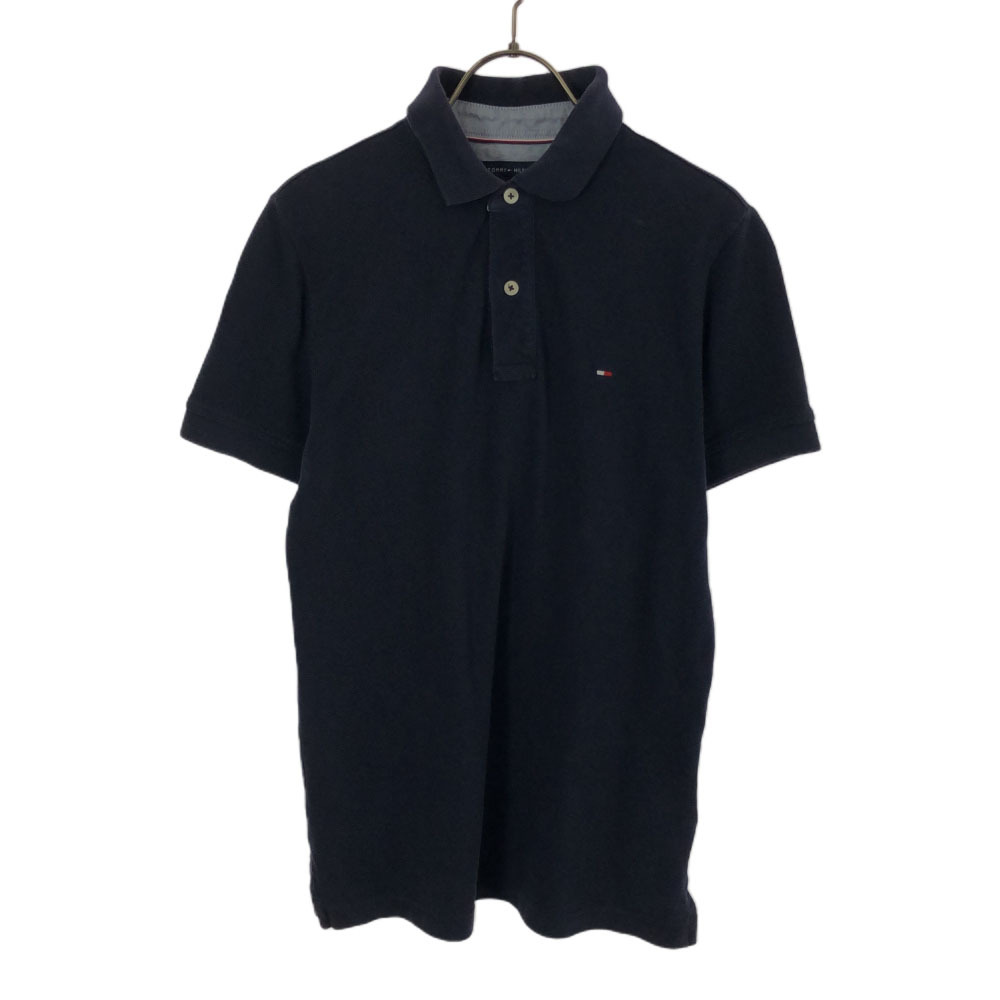 トミーヒルフィガー 半袖 ポロシャツ S ネイビー TOMMY HILFIGER 鹿の子 メンズ拍卖