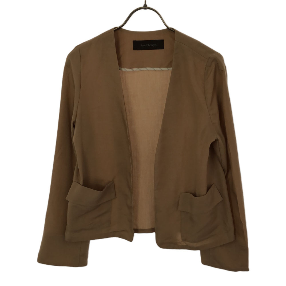 ジュエルチェンジズ 日本製 長袖 ノーカラージャケット ベージュ Jewel Changes ユナイテッドアローズ レディース拍卖