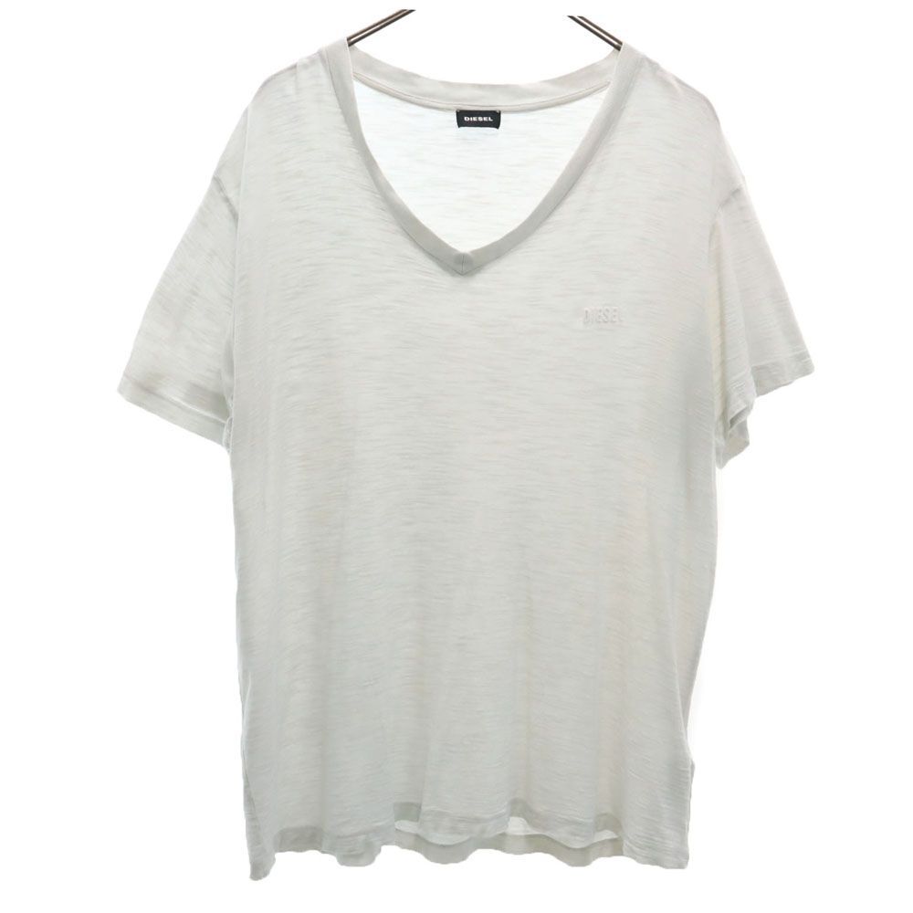 ディーゼル 半袖 Vネック Tシャツ L グレーホワイト系 DIESEL メンズ拍卖
