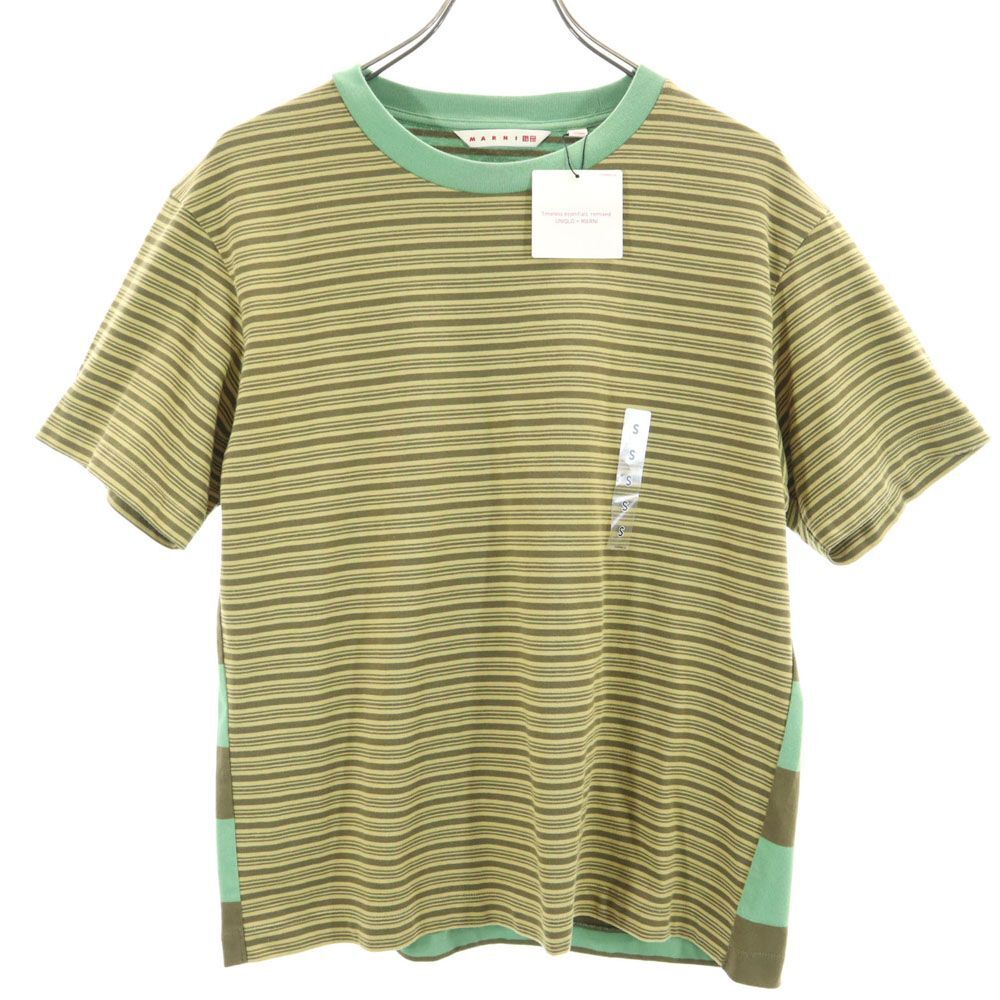未使用 ユニクロ マルニ ボーダー 半袖 Tシャツ S ブラウン系 UNIQLO MARNI タグ付き メンズ拍卖