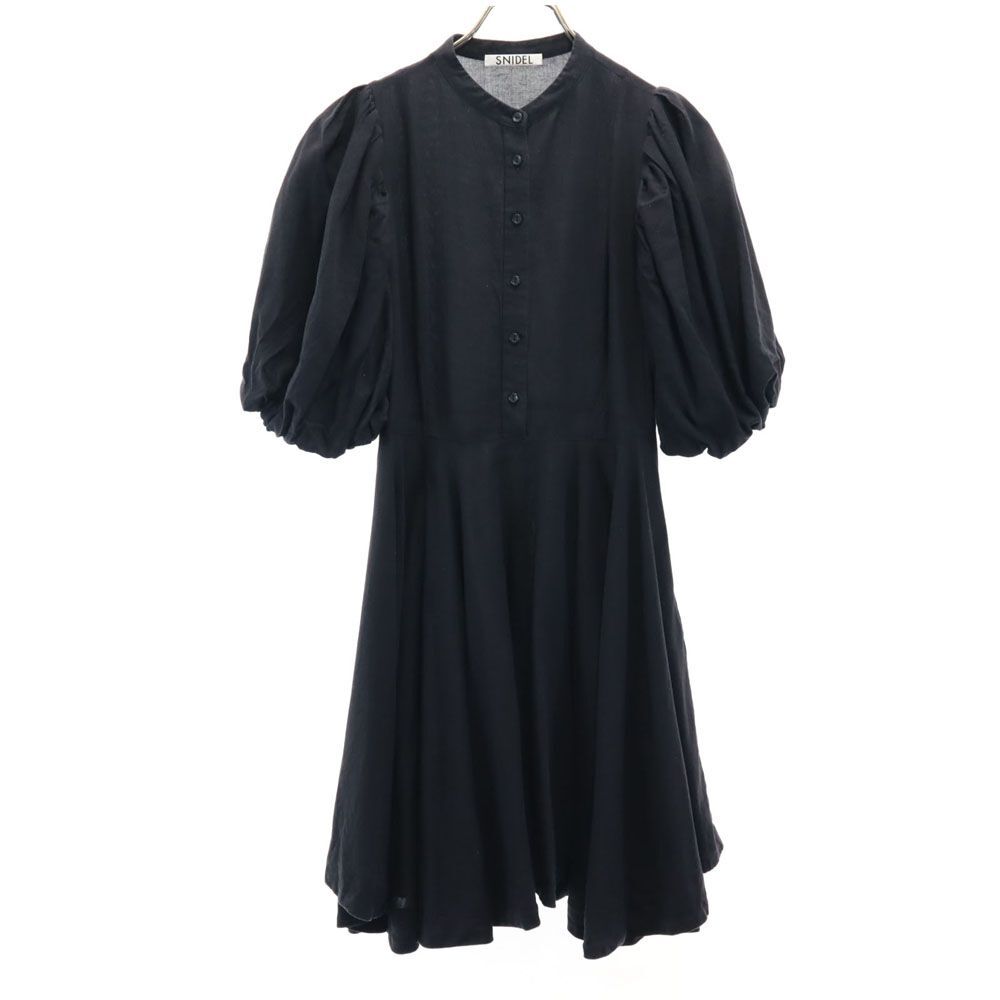 スナイデル 5分袖 パフスリーブ ワンピース ブラック SNIDEL レディース拍卖