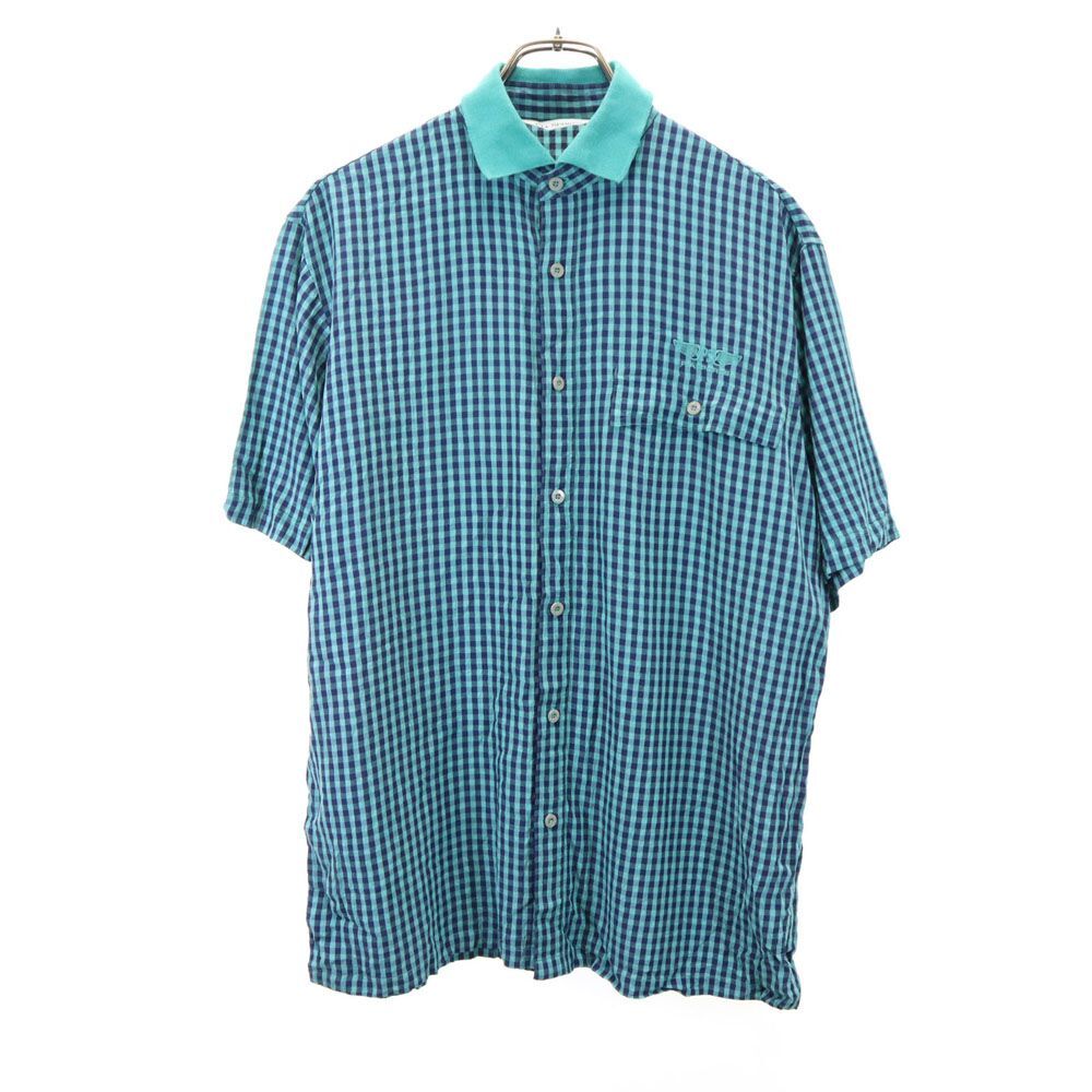 ピアスポーツ 半袖 チェックシャツ 3 エメラルドグリーン系 PIA SPORTS メンズ拍卖