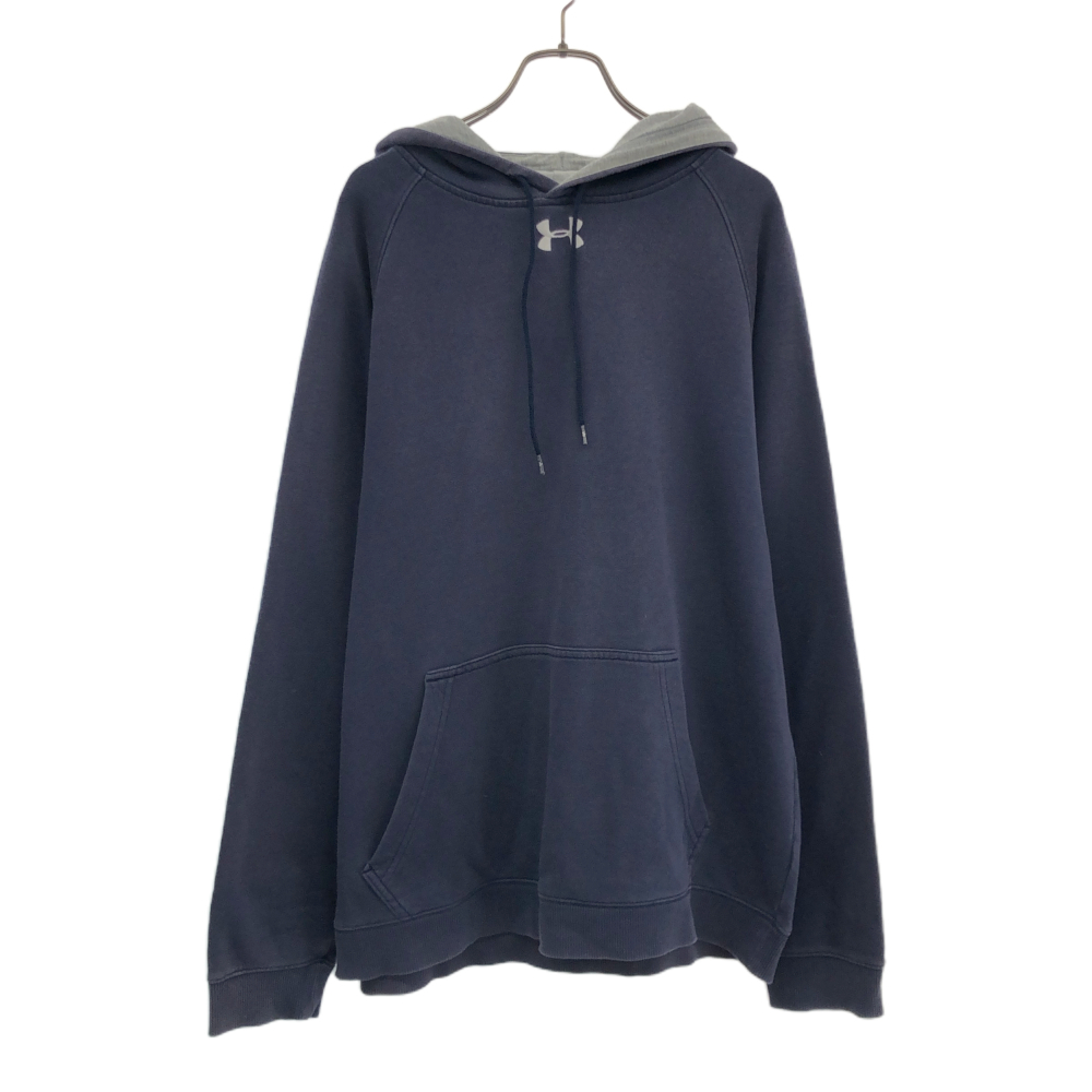 アンダーアーマー ロゴ刺繍 長袖 スウェットパーカー M ネイビー系 UNDER ARMOUR プルオーバー トレーナー メンズ拍卖