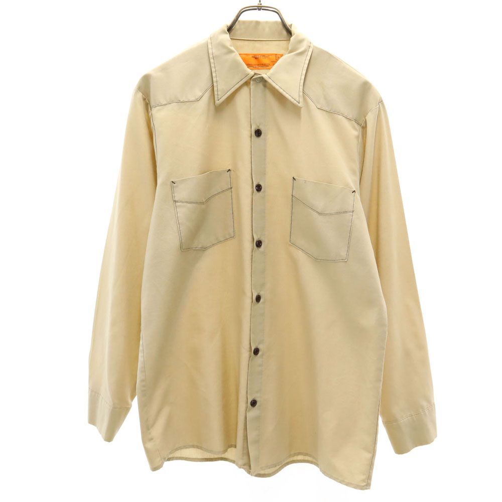 M-RG DURABLE PRESS 80s 90s USA製 オールド 長袖 シャツ 3 ベージュ M-RG DURABLE PRESS メンズ拍卖