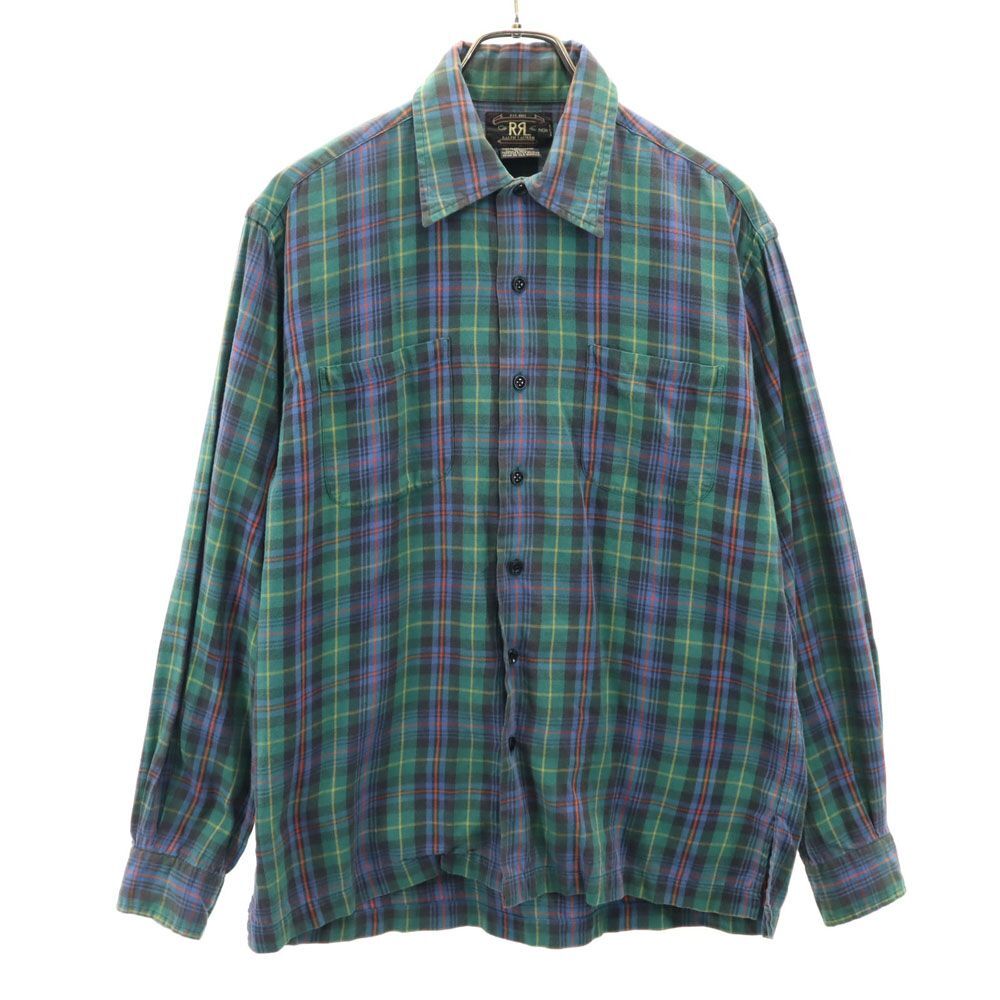 ダブルアールエル 90s オールド 初期タグ 赤3星 長袖 チェックシャツ S グリーン系 RRL RALPH LAUREN メンズ拍卖