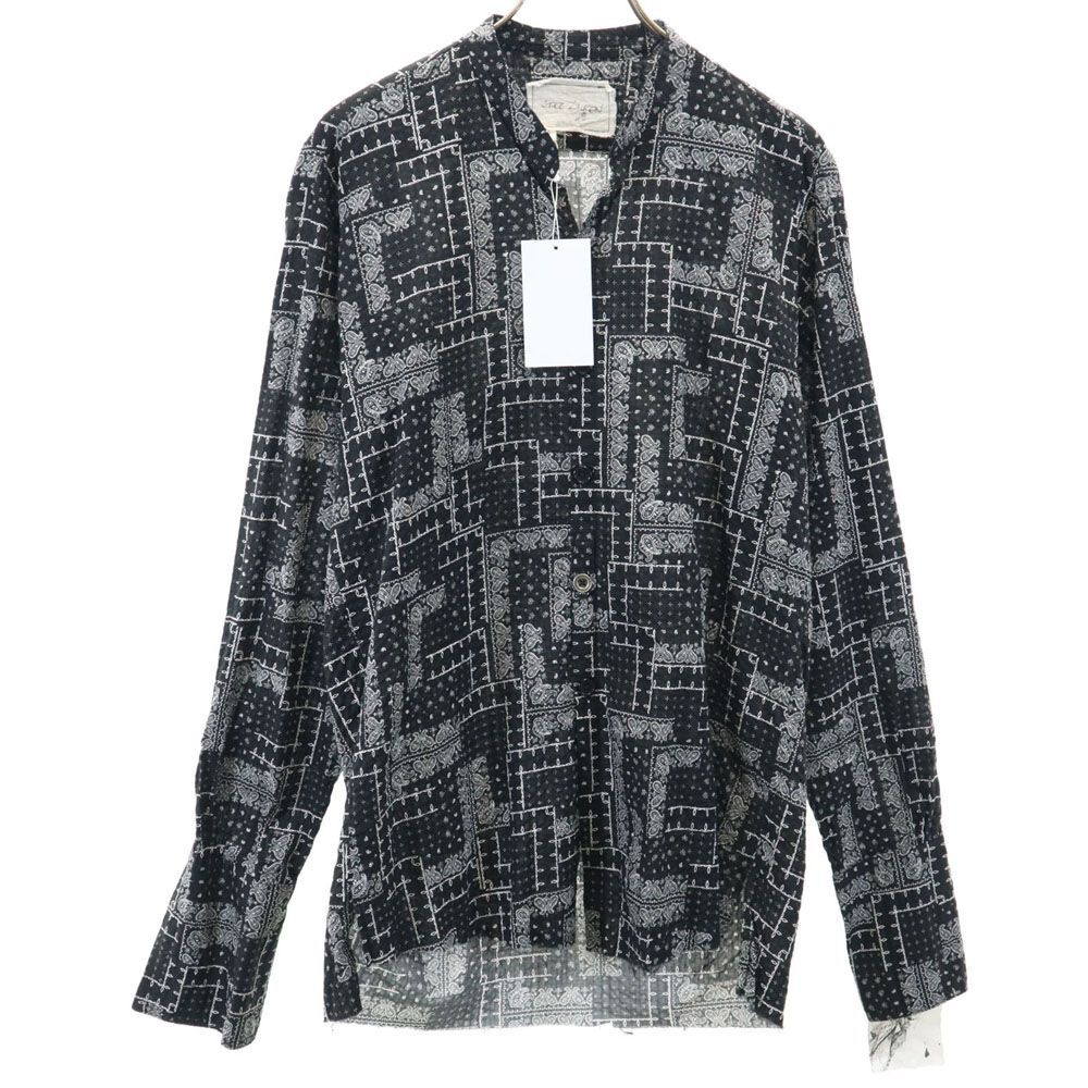 未使用 グレッグローレン USA製 ペイズリー柄 長袖 オープンカラーシャツ M ブラック GREG LAUREN メンズ拍卖