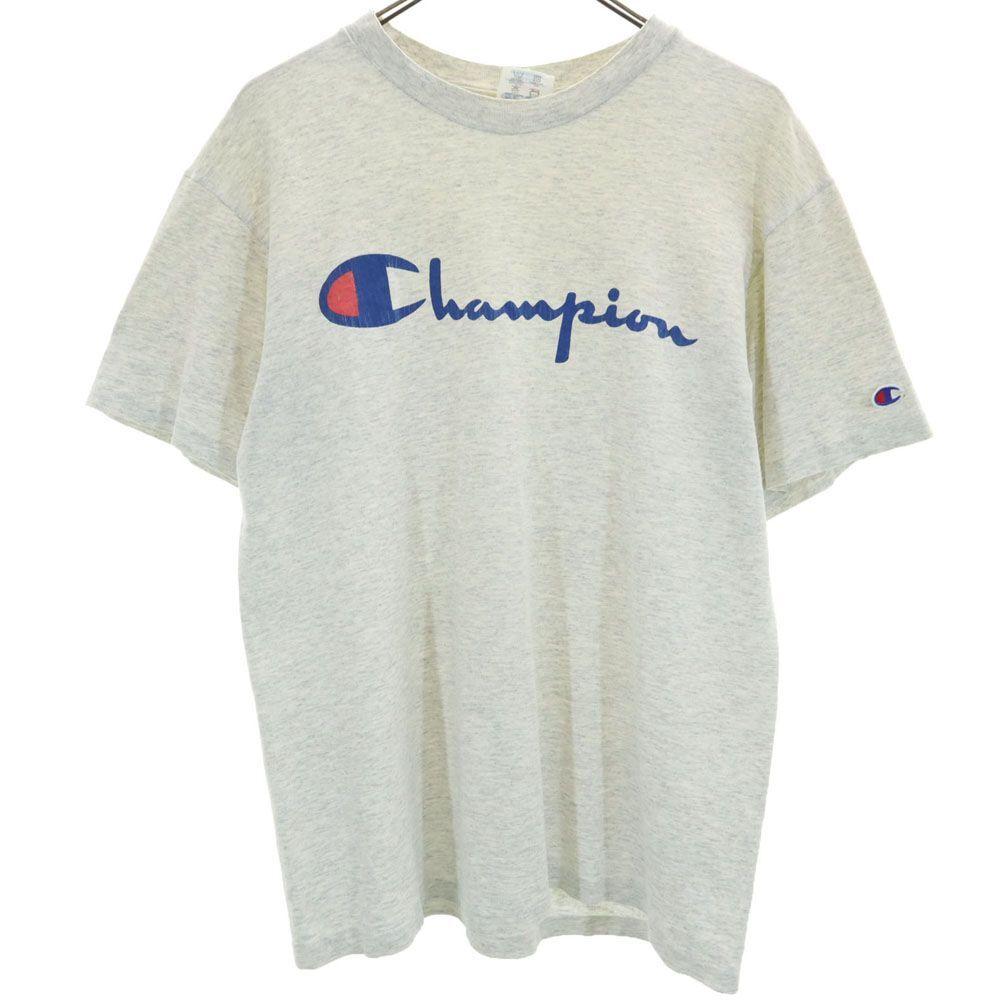 チャンピオン 90s USA製 オールド プリント 半袖 Tシャツ M グレー Champion メンズ拍卖