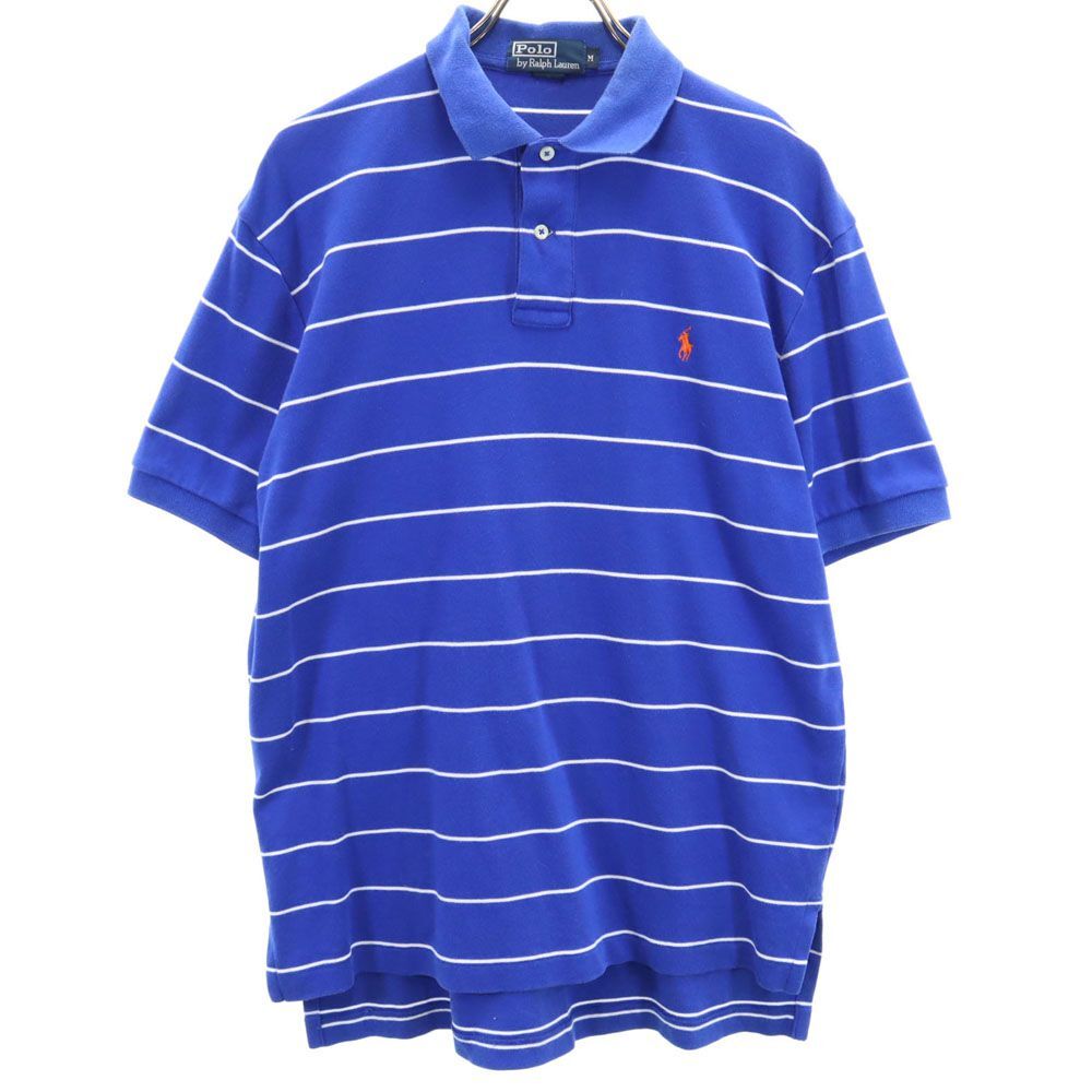 ポロバイラルフローレン ボーダー柄 半袖 ポロシャツ M ブルー Polo by Ralph Lauren メンズ拍卖