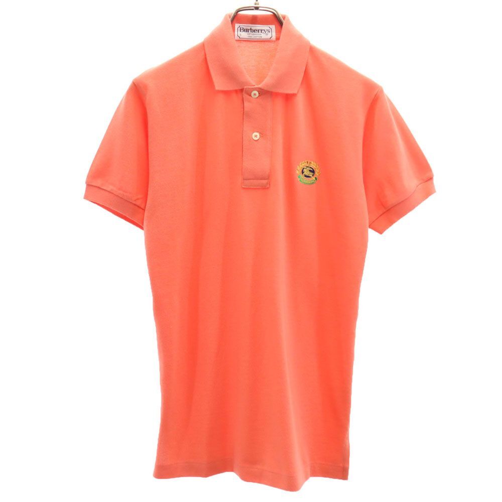 バーバリーズ 90s オールド 半袖 ポロシャツ S オレンジ系 Burberrys OF LONDON 鹿の子地 メンズ拍卖