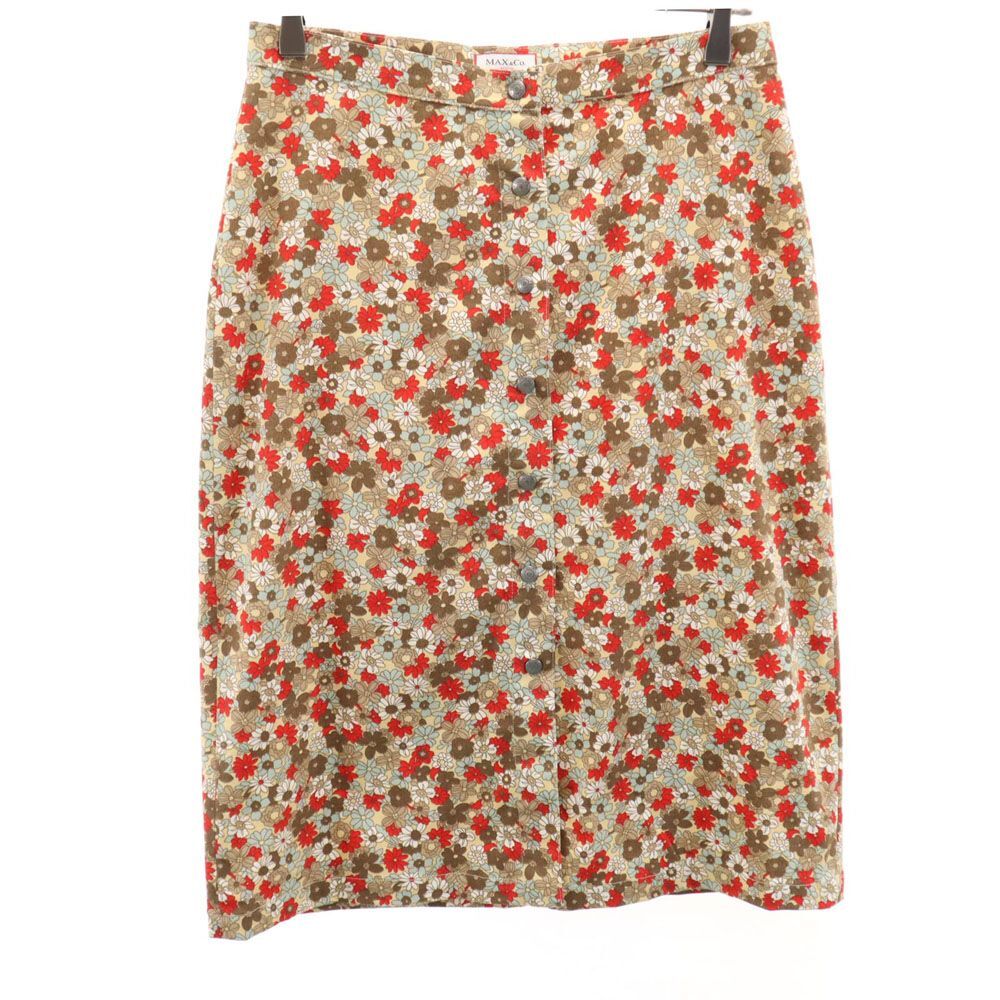 マックスアンドコー イタリア製 花柄 ミディ丈 タイトスカート 42 ベージュ系 MAX&CO ACTIVE レディース拍卖