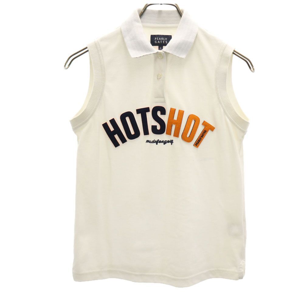 パーリーゲイツ 日本製 ゴルフ ノースリーブ ポロシャツ 白 PEARLY GATES 鹿の子地 レディース拍卖