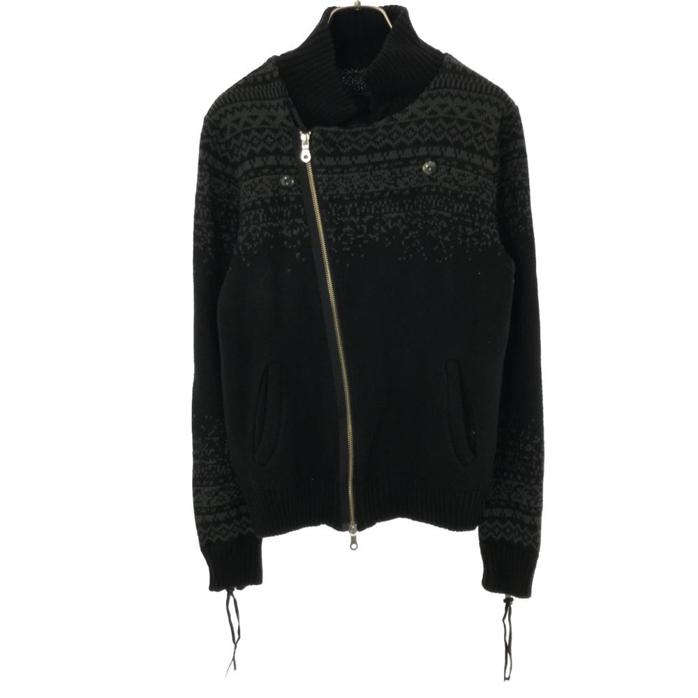 グランドフロア ナノユニバース 長袖 ニットジャケット M ブラック GROUND FLOOR nano universe メンズ拍卖