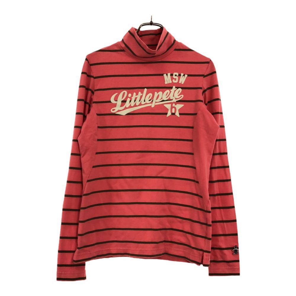 マンシングウェア ボーダー ゴルフ 長袖 ハイネック カットソー M ピンク系 Munsing wear レディース拍卖