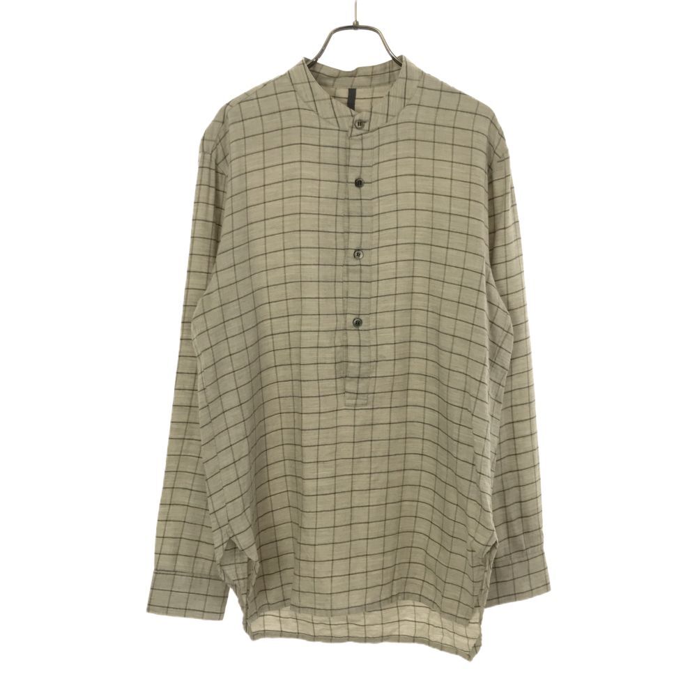 カズユキクマガイアタッチメント 日本製 チェック 長袖 バンドカラー プルオーバー シャツ 1 KAZUYUKI KUMAGAI ATTACHMENT メンズ拍卖