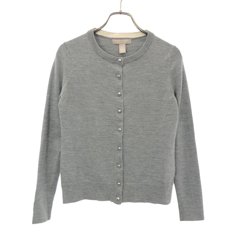 バナナリパブリック ウールブレンド 長袖 ニット カーディガン XS グレー Banana Republic レディース拍卖