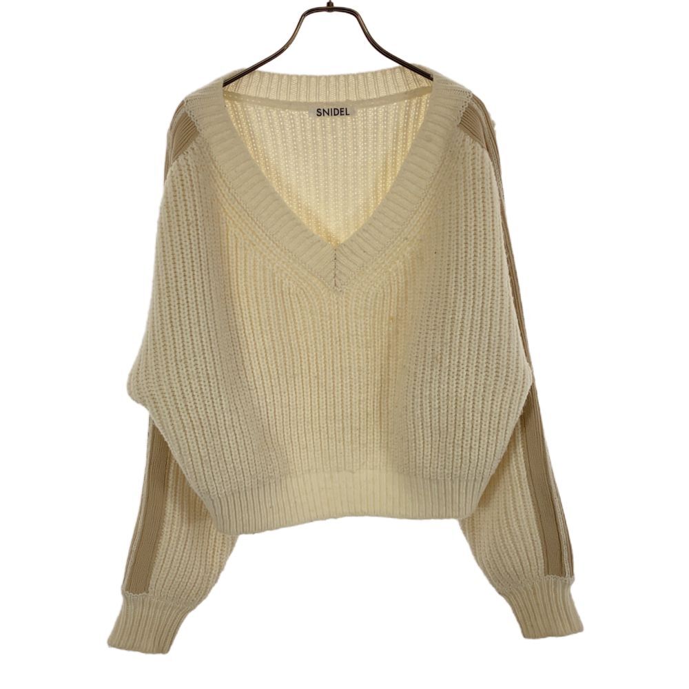 スナイデル 長袖 Vネック ニット セーター F ホワイト SNIDEL SWNT185079 レディース拍卖