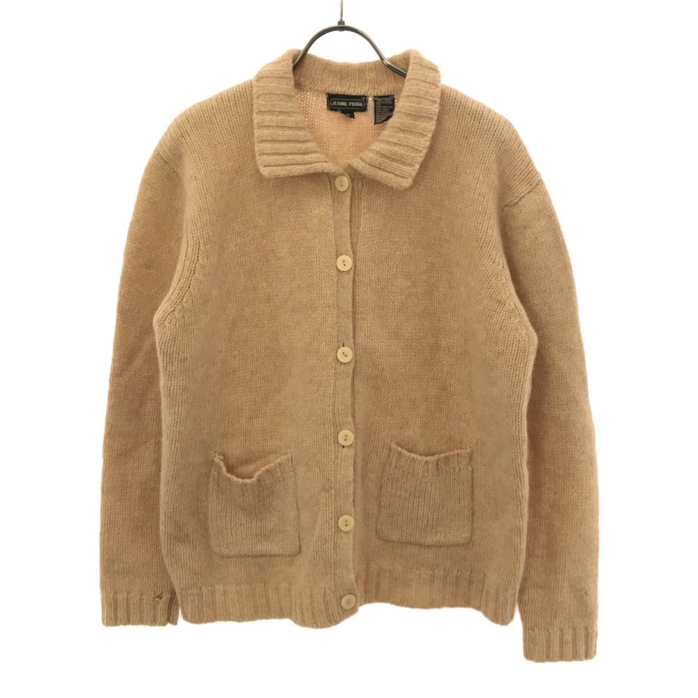 ジャン ピエール 90s 長袖 ウール100% カーディガン M ベージュ系 JEANNE PIERRE ニット セーター レディース拍卖