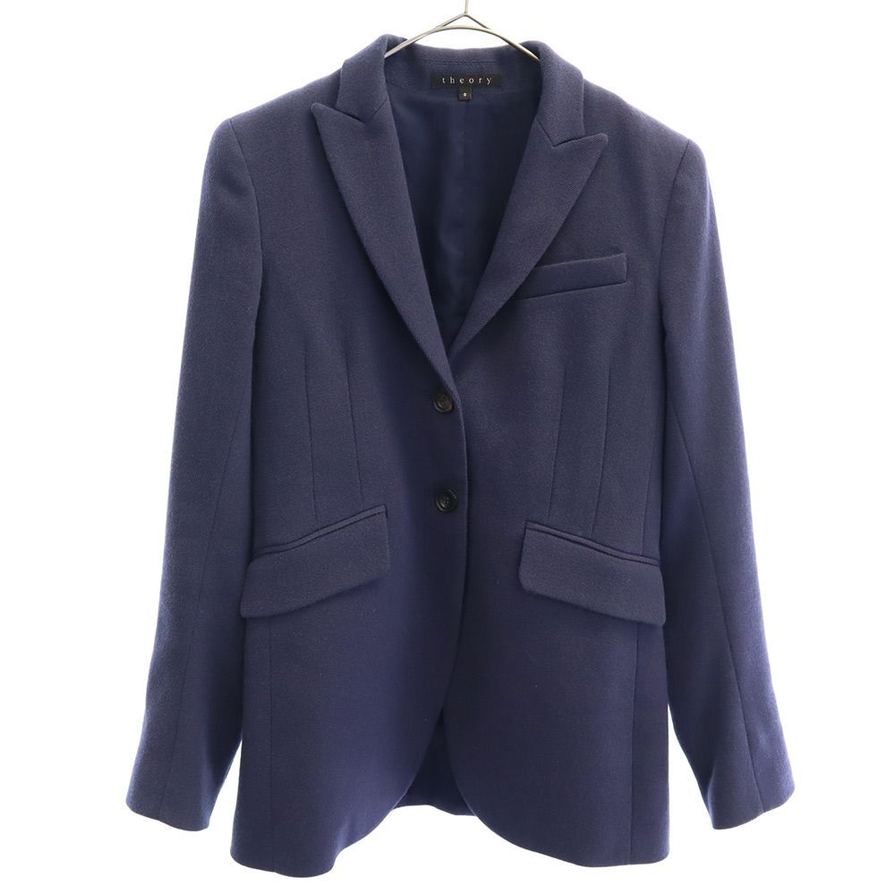 セオリー ウールブレンド テーラードジャケット 0 ネイビー theory レディース拍卖