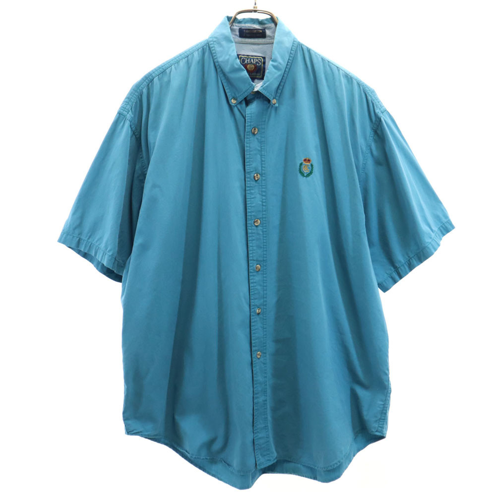チャップスラルフローレン 80s ヴィンテージ 半袖 ボタンダウンシャツ XL ターコイズ系 CHAPS RALPH LAUREN メンズ拍卖