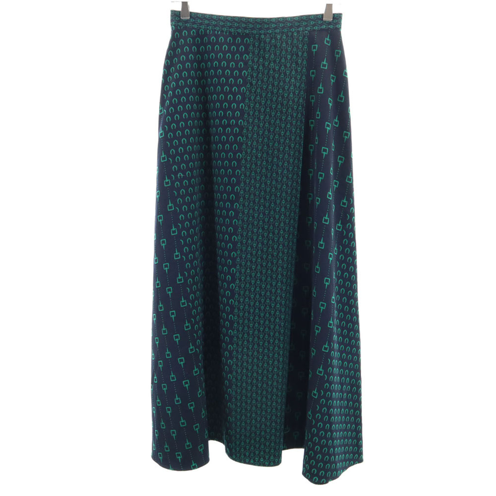 ユナイテッドアローズ 総柄 ロングスカート 40 ネイビー UNITED ARROWS レディース拍卖