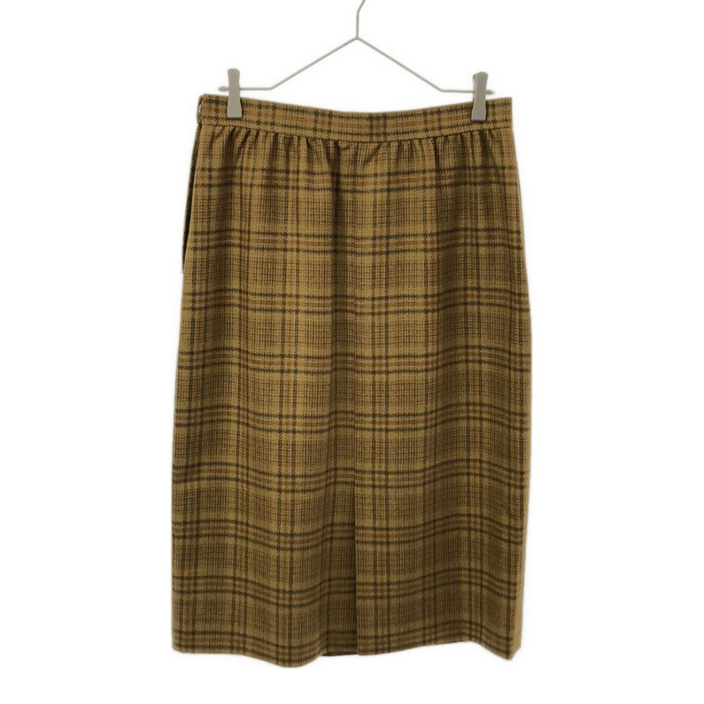 ジバンシー グラマー 90s カシミヤブレンド チェック ミモレ丈スカート 15 GIVENCHY GLAMOUR 裏地付 オールド ヴィンテージ レディース拍卖