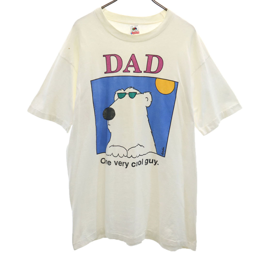 フルーツオブザルーム 90s USA製 イラスト プリント 半袖 シングルステッチ boynton Tシャツ XL ボイントン オールド ヴィンテージ メンズ拍卖