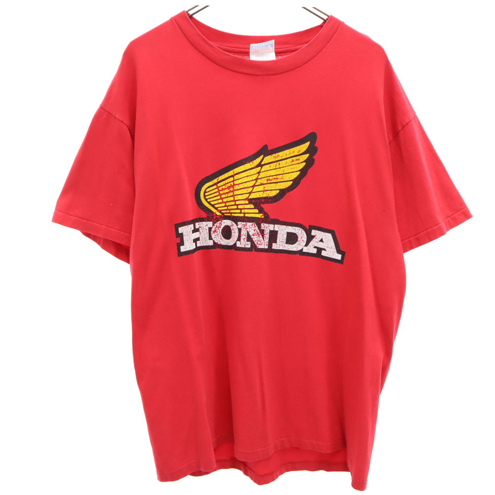 ヘインズ 90s ウィングマーク 半袖 HONDA Tシャツ L レッド系 Hanes ホンダ オールド ヴィンテージ メンズ拍卖
