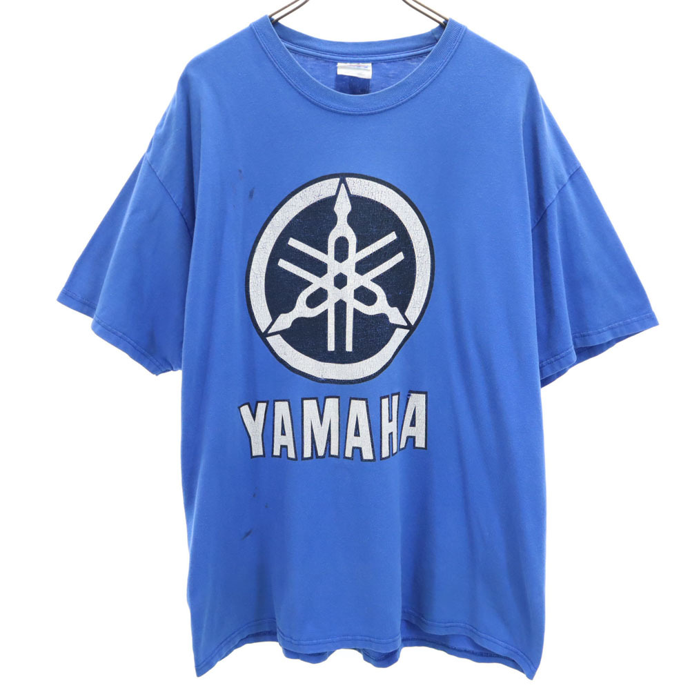 ヘインズ 90s 音叉ロゴプリント 半袖 YAMAHA Tシャツ XL ブルー系 Hanes ヤマハ オールド ヴィンテージ メンズ拍卖