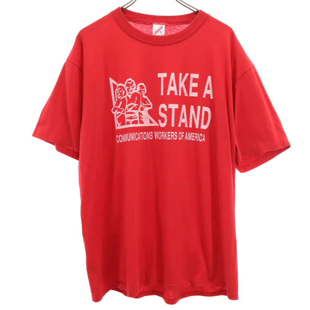 ジャージーズ 90s USA製 半袖 シングルステッチ Tシャツ XXL レッド JERZEES ビッグサイズ オールド ヴィンテージ メンズ拍卖