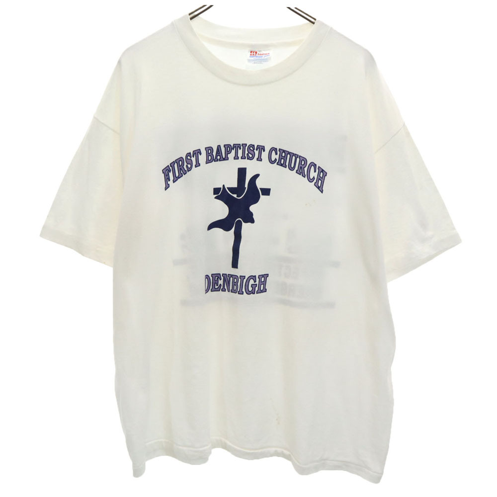 ヘインズ 90s USA製 プリント 半袖 シングルステッチ Tシャツ XL ホワイト Hanes オールド ヴィンテージ メンズ拍卖