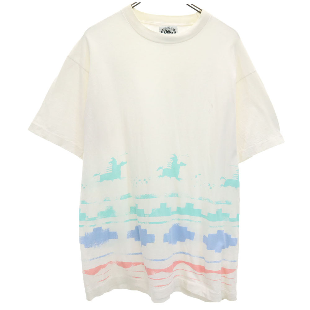 INDIAN SKIN 90s 半袖 シングルステッチ Tシャツ ONE SIZE ホワイト INDIAN SKIN オールド ヴィンテージ メンズ拍卖