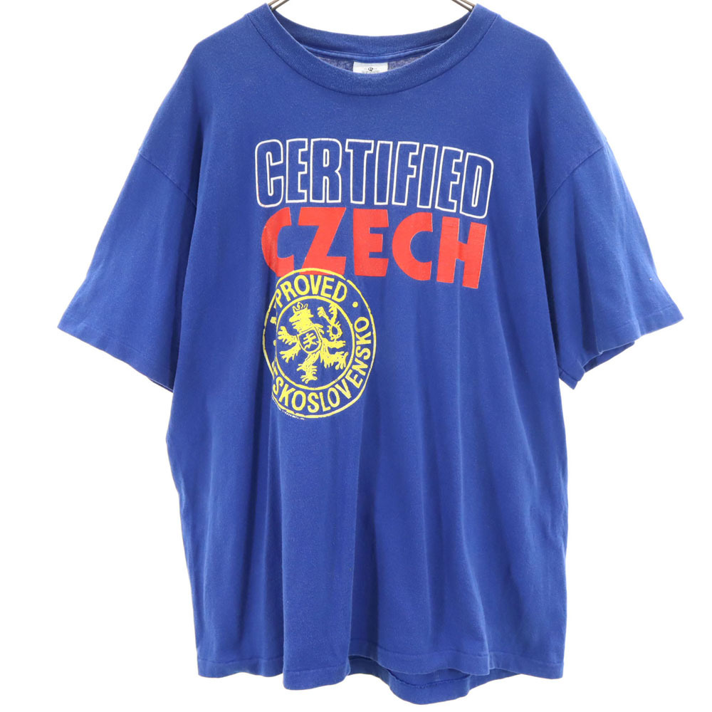 リー 90s USA製 半袖 シングルステッチ Tシャツ XL 青紺 Lee オールド ヴィンテージ メンズ拍卖