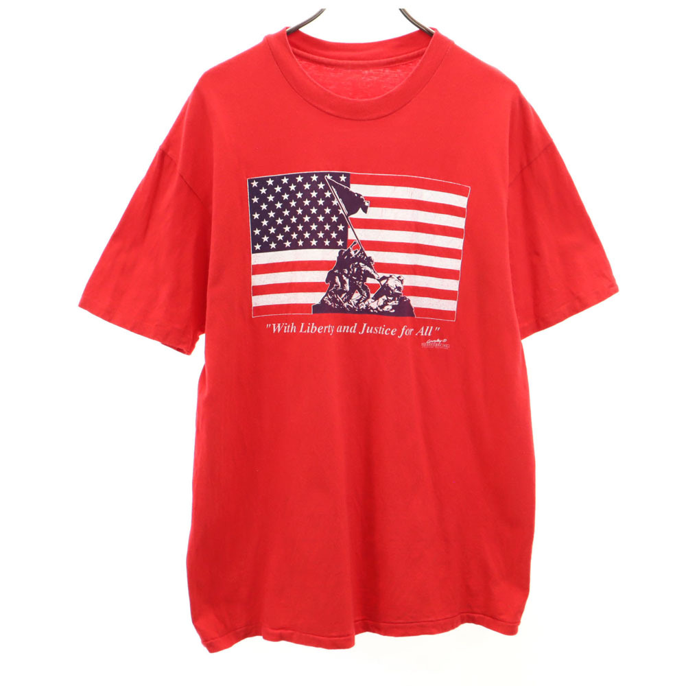 硫黄島 90s プリント 半袖 Tシャツ レッド系 硫黄島 シングルステッチ オールド メンズ拍卖