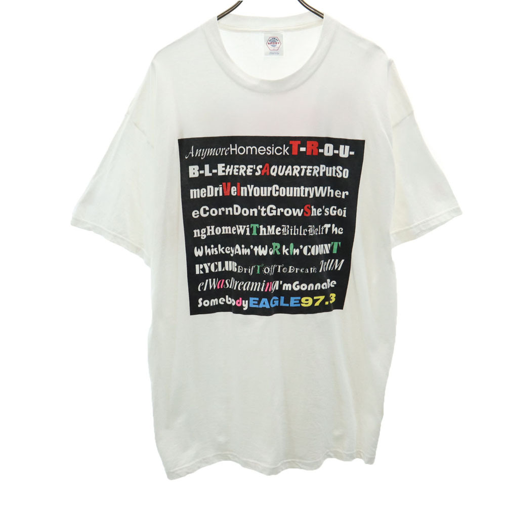 GLOBAL SPORT 90s 00s USA製 プリント 半袖 Tシャツ XL ホワイト系 GLOBAL SPORT オールド メンズ拍卖