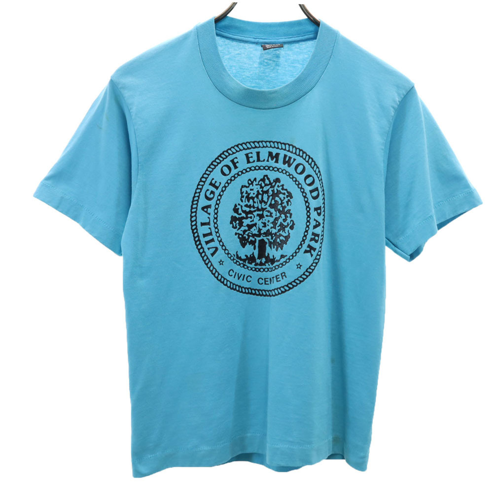 フルーツオブザルーム 90s USA製 半袖 シングルステッチ オールド Tシャツ 14-16 水色 FRUIT OF THE LOOM BEST キッズ拍卖